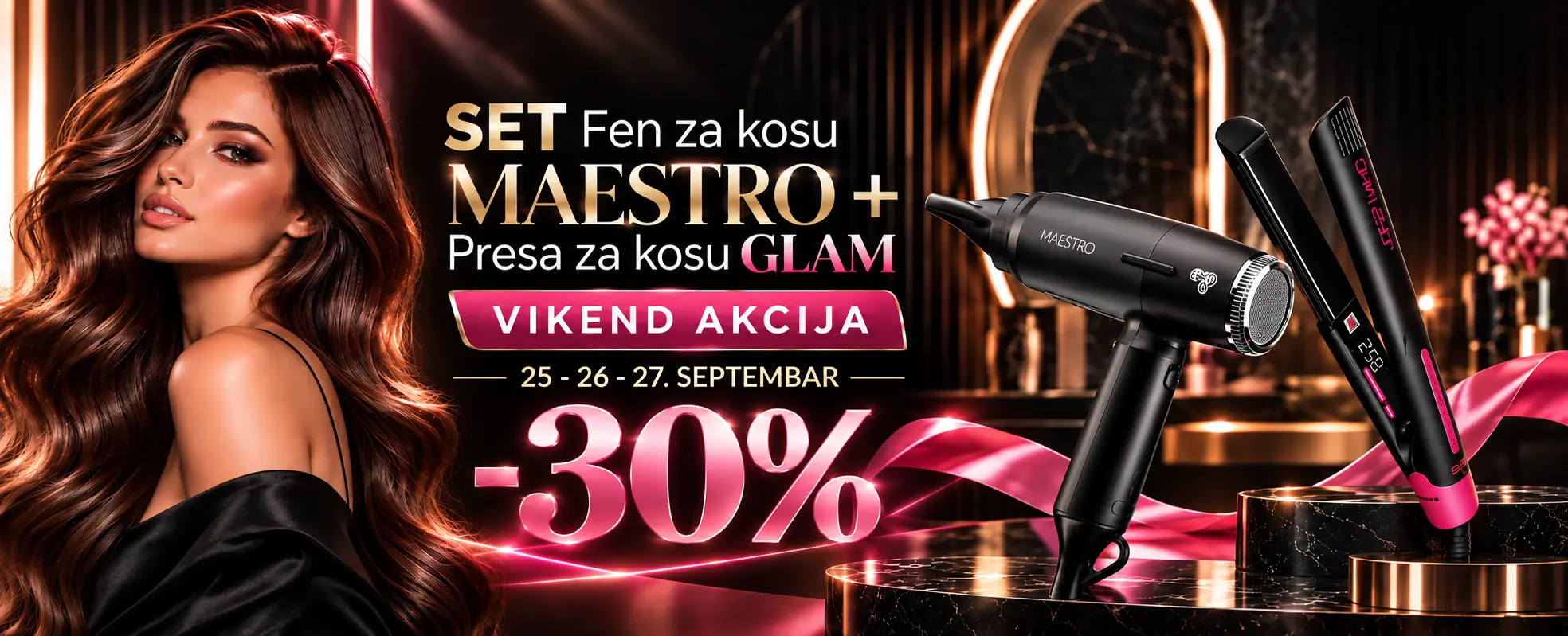 SET Fen za kosu MAESTRO i presa za kosu GLAM